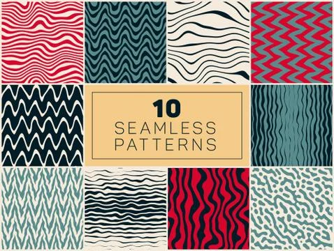 Ten Vector Seamless Hand Drawn Patterns Stockillustratie
