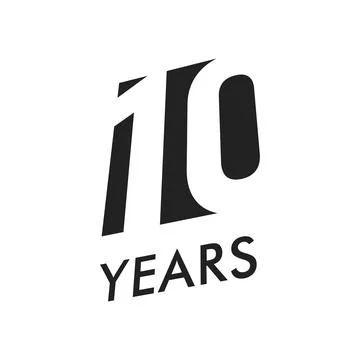 Ten years vector emblem template. Anniversary symbol, negative space design Stock Illustration