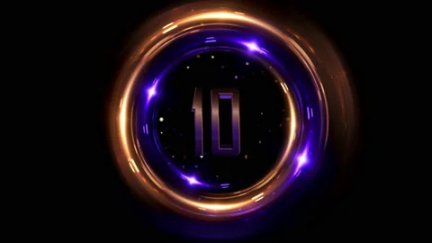 Ten to zero countdown with flares on black Stock Footage 198139094