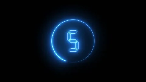Ten to zero countdown neon blue circle animation isolated on black background Stock Footage 321137538