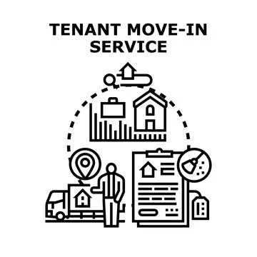 Tenant move in service providing relocation and property management support Stock Illustration