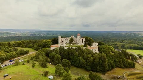 Tenczyn Castle from above Stock Footage 317831929