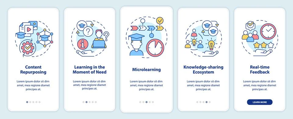 Tendencies in skill development onboarding mobile app screen Illustrazione stock