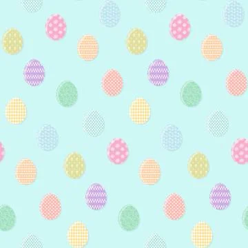 Tender blue pattern with colorful Easter eggs Illustrazione stock