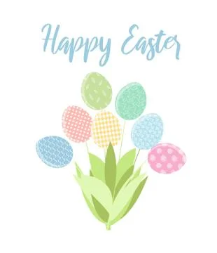 Tender bouquet of colorful Easter eggs Stock Illustration