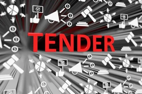 TENDER concept blurred background 3d render illustration Stock Illustration