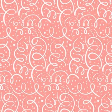 Tender coral pattern with hand drawn swirls Stock Illustration