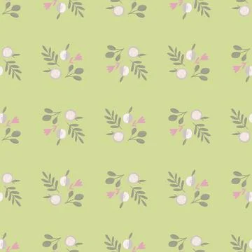 Tender cute seamless pattern with apple and leaves print. Light green backgro 스톡 일러스트