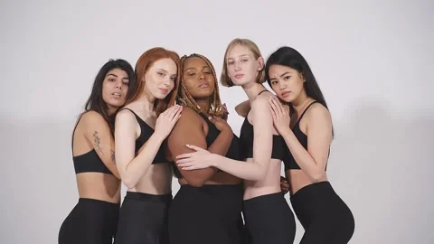 Tender diverse models hugging each other Stock Footage 150542931