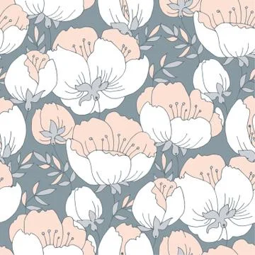 Tender elegant simple rose flower seamless pattern. Illustrazione stock