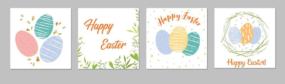 Tender Happy Easter templates square with eggs Stock Illustration