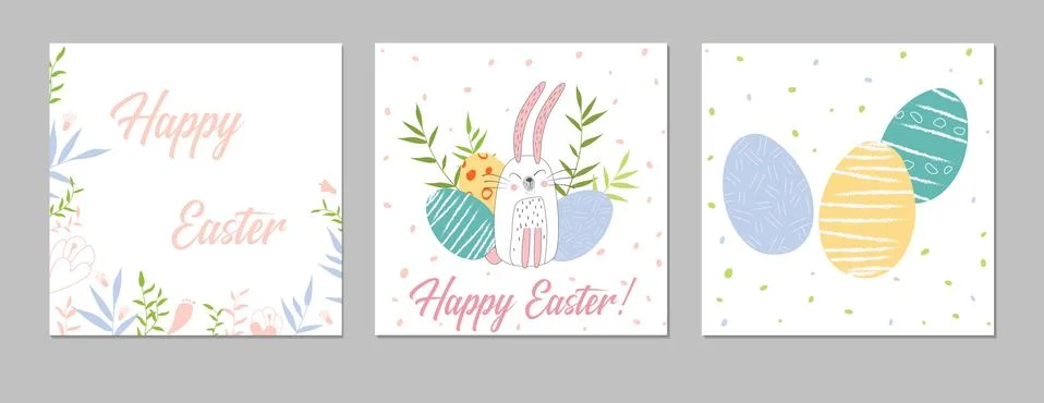 Tender Happy Easter templates square with eggs Stock Illustration
