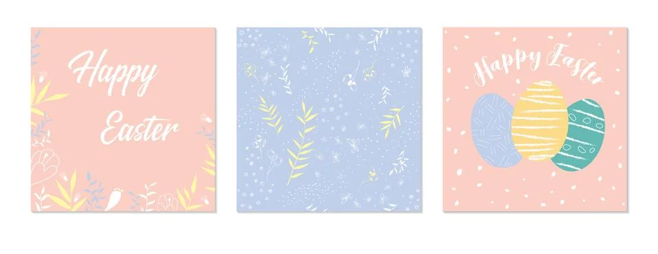 Tender Happy Easter templates square with eggs Stock Illustration
