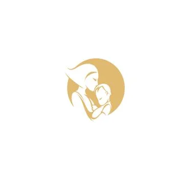Tender hugs of mother and her child vector illustration Stock Illustration
