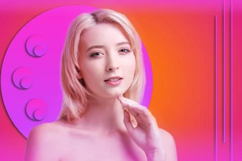 Tender innocent woman developing plan on background Stock Photos