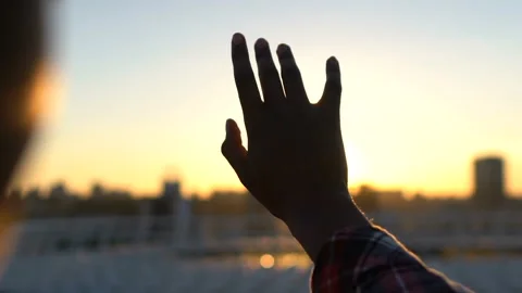 Tender lady trying to catch the sun, faith in future, freedom from prejudice Stock Footage 97537576