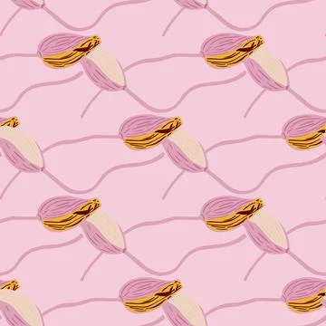 Tender natural seamless pattern with cute botanical poppu byd flower elements Stock Illustration
