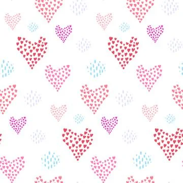 Tender pattern with pink hearts and dotted element Stock Illustration