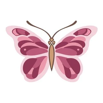 Tender pink spring butterfly moth symbol, illustration vector Illustrazione stock