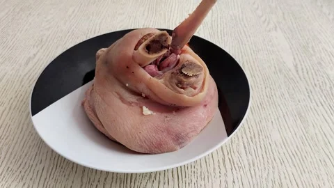 Tender Pork Hock with Bone- Authentic Home-Cooked Dish Setup Stock Footage 320768436