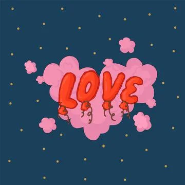 A tender poster with a cloud on the day of love. Vector postcard with the Stock Illustration
