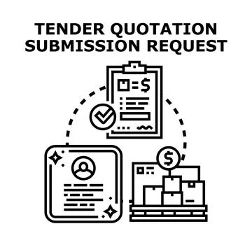 Tender quotation submission request with bidding process Stock Illustration