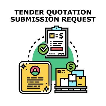 Tender quotation submission request with bidding process 库存插图