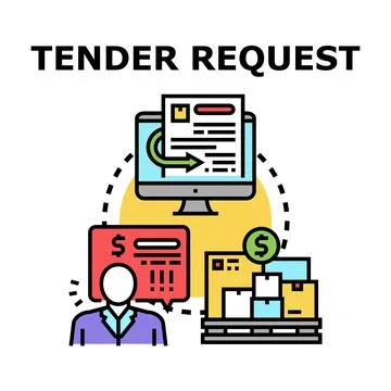 Tender request process e procurement bidding strategy Stock Illustration