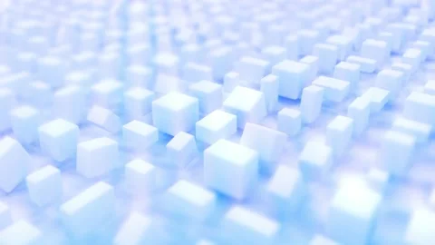 Tender sky blue 3D boxes random - abstract geometrical backdrop - loop video Stock Footage 232619164