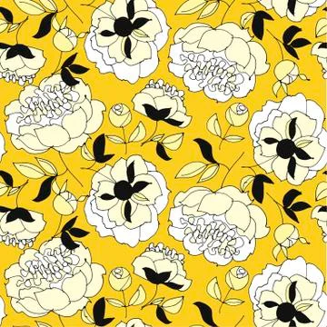 Tender spring peonies seamless pattern Illustrazione stock