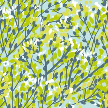 Tender spring tree branches seamless pattern 库存插图