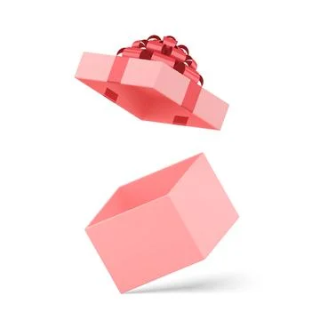 Tender three dimensional elegant girlish pink empty gift box for festive pres Stock Illustration
