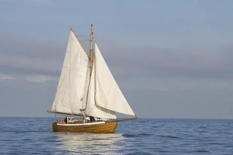 Tender with white sails Stock Photos