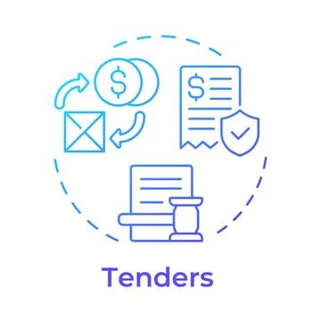 Tenders blue gradient concept icon Illustrazione stock