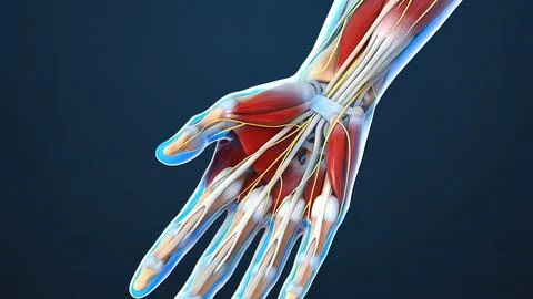 Tendon and nerve in the hand Stock Illustration