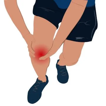 Tendon knee joint problems painful, swelling after from exercise vector illus Illustrazione stock