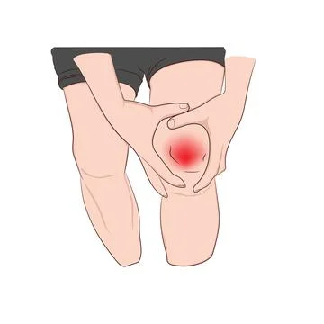 Tendon knee joint problems painful, swelling Osteoarthritis of the elderly Illustrazione stock