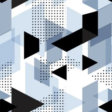 Tendy illustration backgrounds, seamless pattern with abstract shapes, 80s ge Stock Illustration