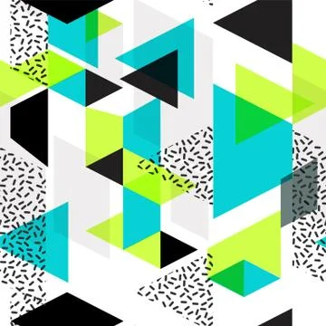 Tendy illustration backgrounds, seamless pattern with abstract shapes, 80s ge Stock Illustration