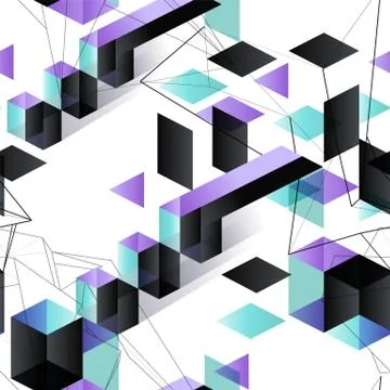 Tendy illustration backgrounds, seamless pattern with abstract shapes, 80s ge Stock Illustration