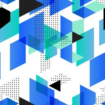 Tendy illustration backgrounds, seamless pattern with abstract shapes, 80s me Stock Illustration