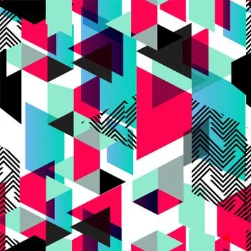 Tendy illustration backgrounds, seamless pattern with abstract shapes, geomet Stock Illustration