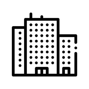 Tenement House Skyscraper Vector Thin Line Icon Stock Illustration