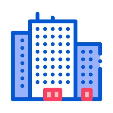 Tenement House Skyscraper Vector Thin Line Icon Stock Illustration