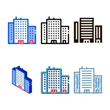 Tenement house skyscraper vector thin line variants icon Stock Illustration