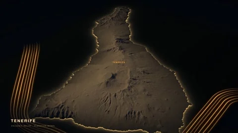 Tenerife 3D terrain relief map at night Stock Footage 344556885