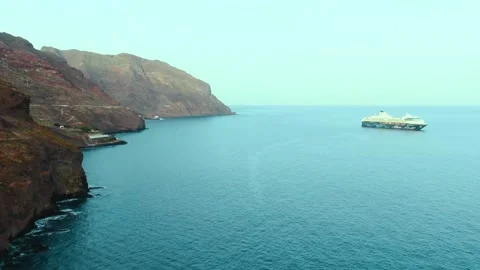 Tenerife, Aerial view of the cliffs next to the ocean, Playa de Las Teresitas Stock Footage 164855859