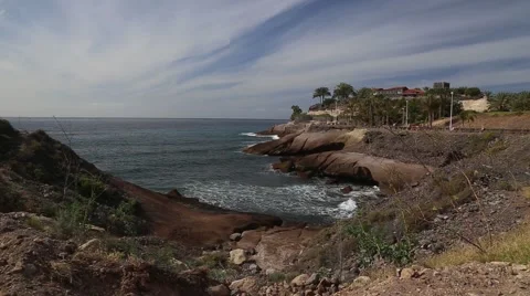 Tenerife beach coast Atlantic ocean Las Americas video Stock Footage