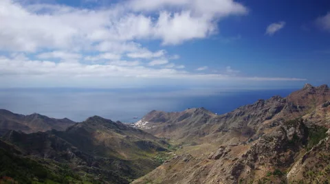 Tenerife coasline from high elevation point, Spain Stock Footage 42499085