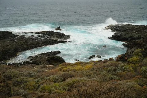 Tenerife coast with waves Stock Photos